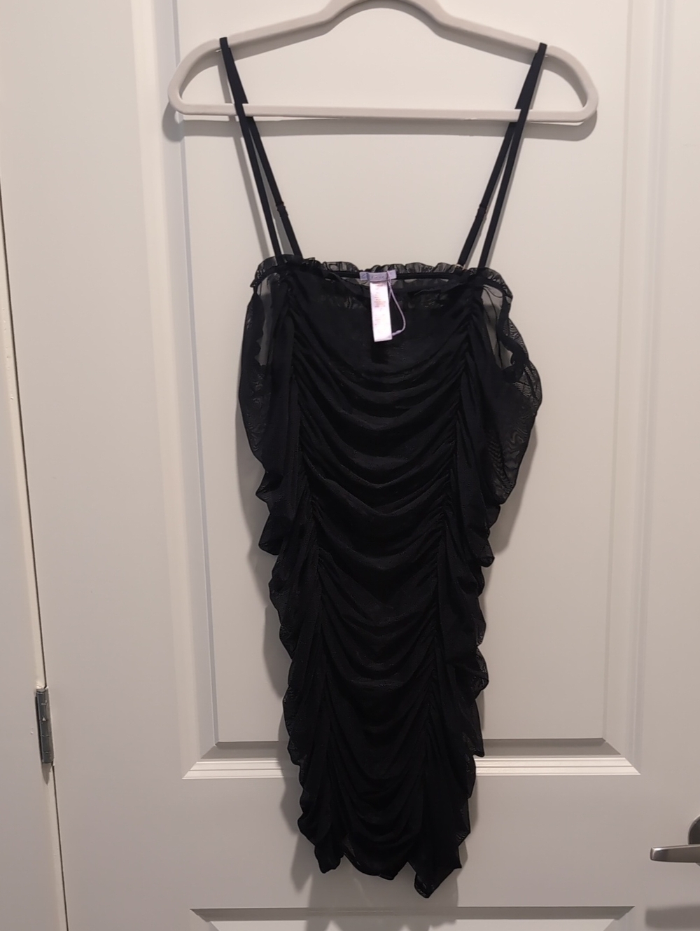 Savage X Fenty Black Ruched Sheer Lingerie Dress
